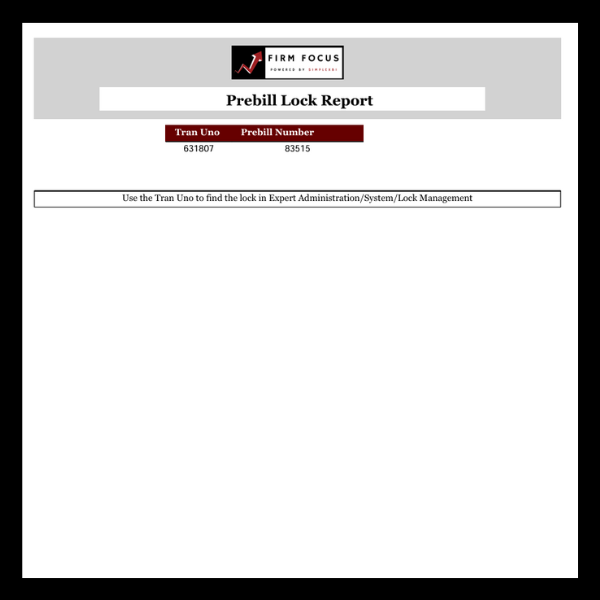 Prebill Lock Report